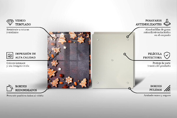 Kuchynská doska veľká zo skla Perníkové Vianoce