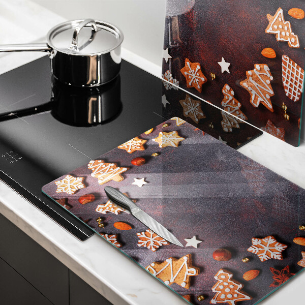 Kuchynská doska veľká zo skla Perníkové Vianoce