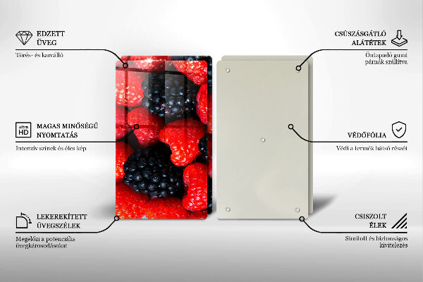Kuchynská doska veľká zo skla Maliny a černice