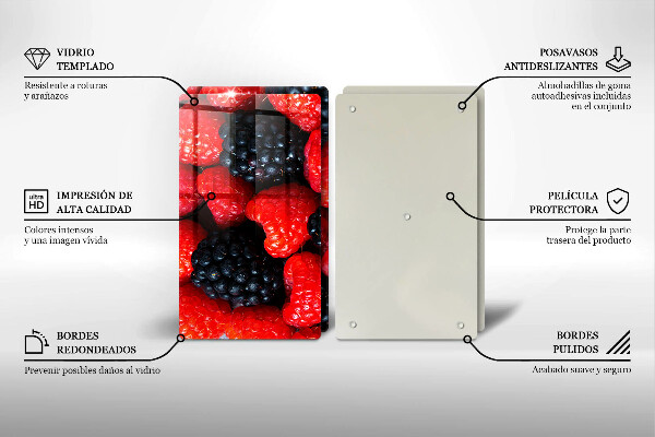 Kuchynská doska veľká zo skla Maliny a černice