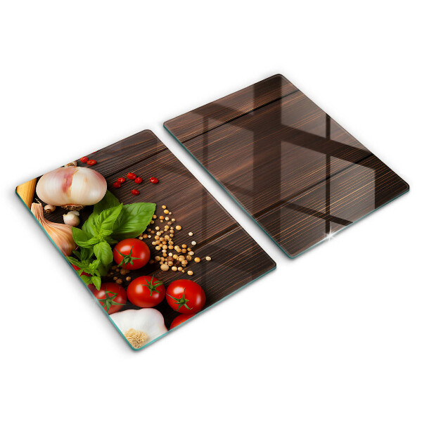 Kuchynská doska veľká zo skla Zelenina na stole