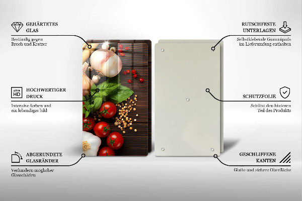 Kuchynská doska veľká zo skla Zelenina na stole