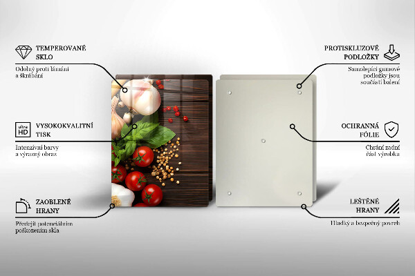 Kuchynská doska veľká zo skla Zelenina na stole