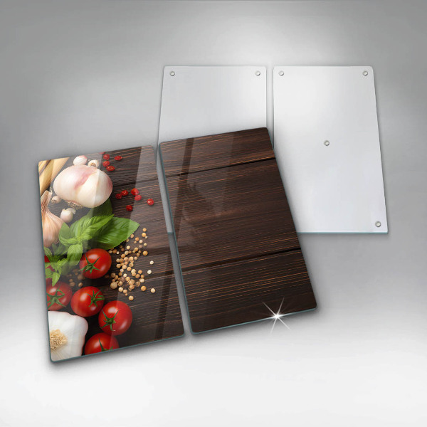 Kuchynská doska veľká zo skla Zelenina na stole