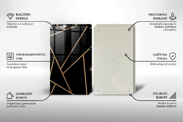 Kuchynská doska veľká zo skla Čierna abstrakcia