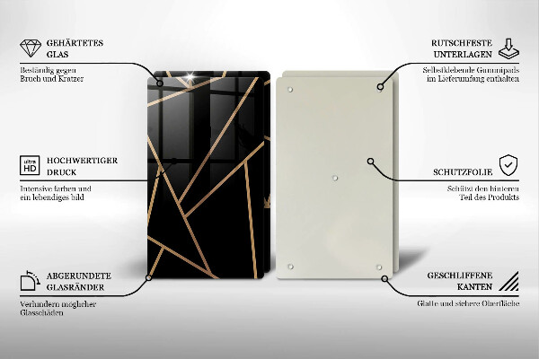 Kuchynská doska veľká zo skla Čierna abstrakcia