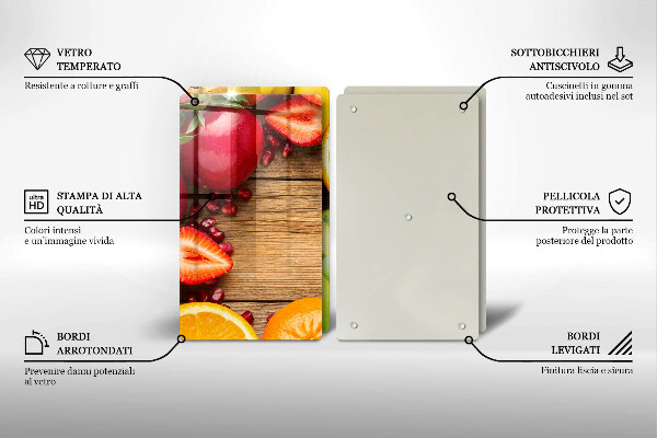 Kuchynská doska veľká zo skla Čerstvé ovocie