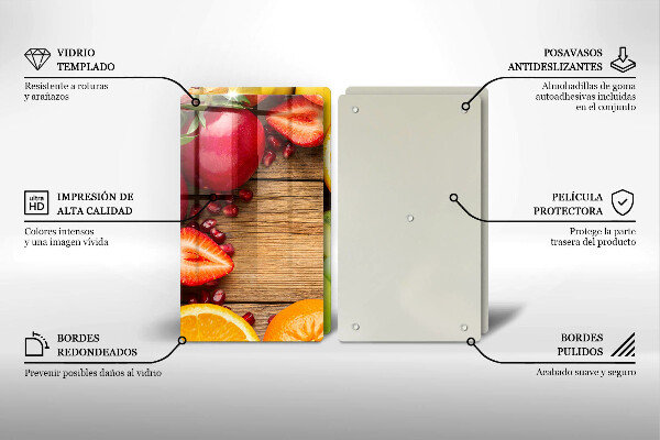 Kuchynská doska veľká zo skla Čerstvé ovocie