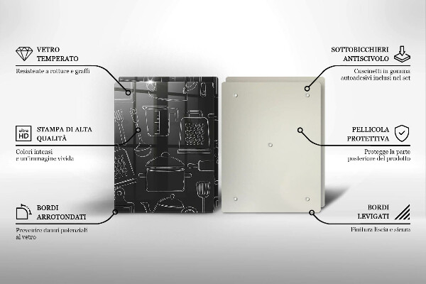 Kuchynská doska veľká zo skla Kreslené kuchynské doplnky