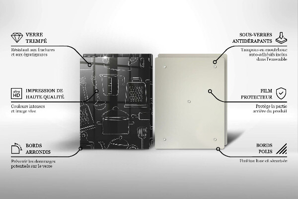 Kuchynská doska veľká zo skla Kreslené kuchynské doplnky