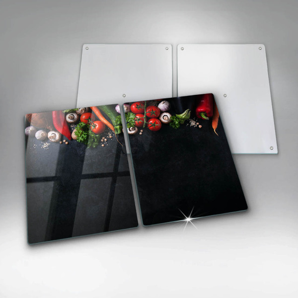 Kuchynská doska veľká zo skla Farebná zelenina