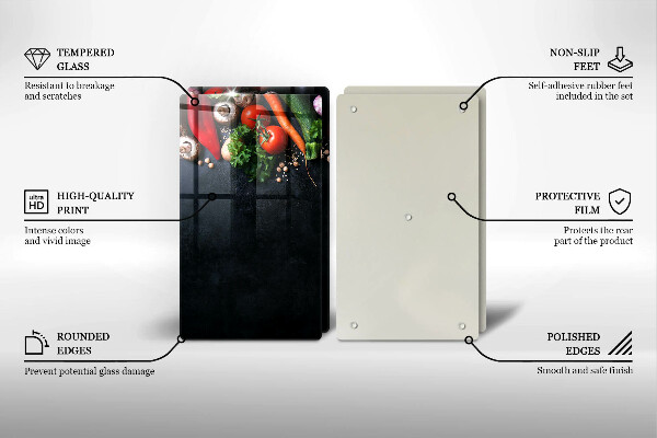 Kuchynská doska veľká zo skla Farebná zelenina