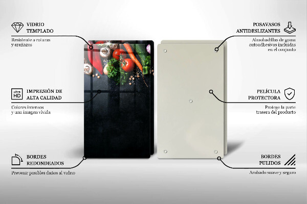 Kuchynská doska veľká zo skla Farebná zelenina