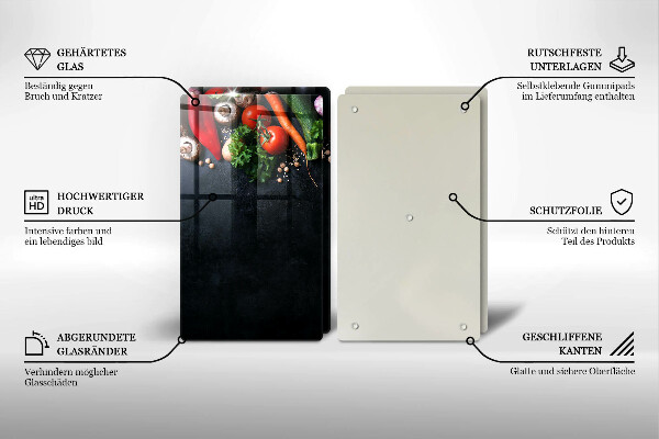 Kuchynská doska veľká zo skla Farebná zelenina