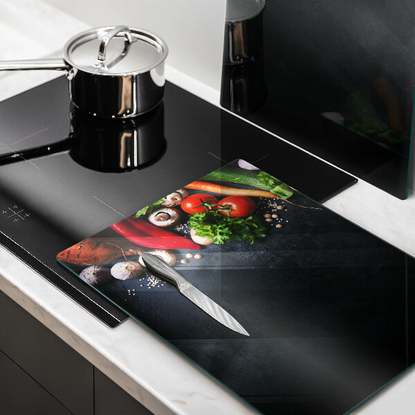 Kuchynská doska veľká zo skla Farebná zelenina