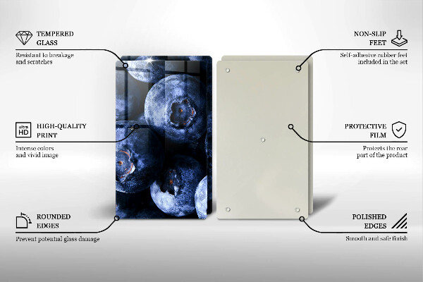 Kuchynská doska veľká zo skla Zblízka bobúľ