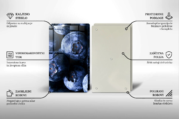 Kuchynská doska veľká zo skla Zblízka bobúľ