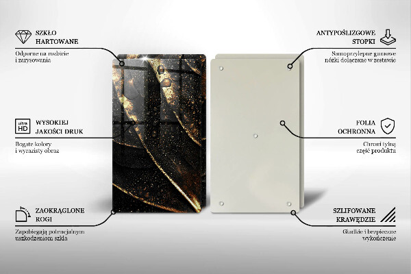 Kuchynská doska veľká zo skla Zlatý list