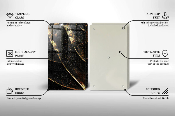 Kuchynská doska veľká zo skla Zlatý list