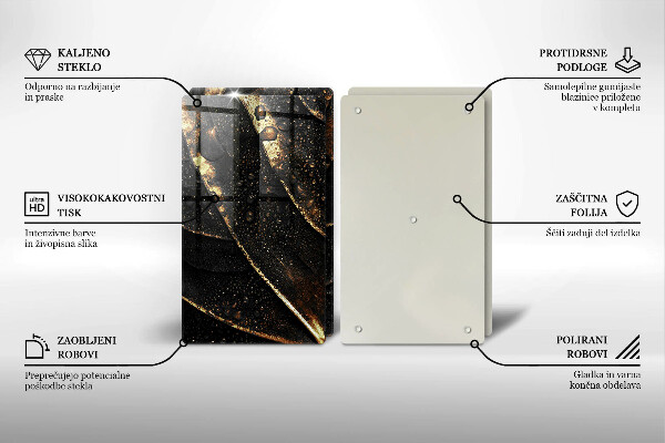 Kuchynská doska veľká zo skla Zlatý list