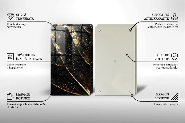 Kuchynská doska veľká zo skla Zlatý list