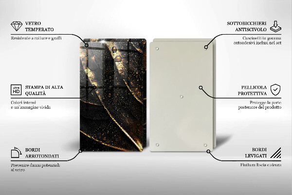 Kuchynská doska veľká zo skla Zlatý list