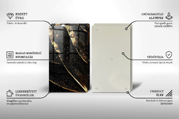 Kuchynská doska veľká zo skla Zlatý list