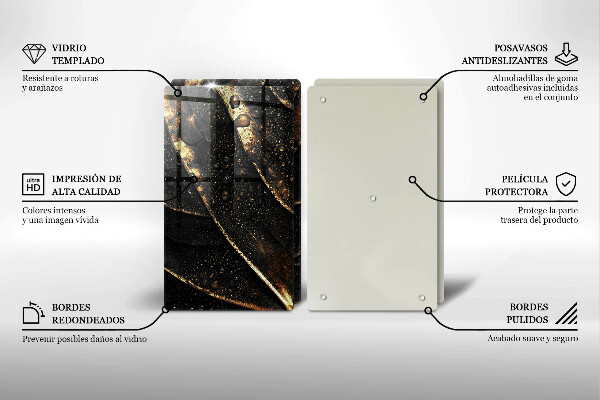 Kuchynská doska veľká zo skla Zlatý list