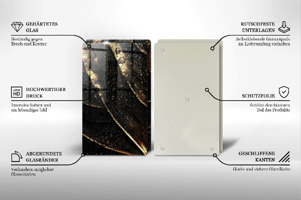 Kuchynská doska veľká zo skla Zlatý list