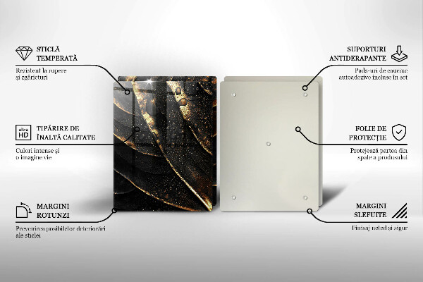 Kuchynská doska veľká zo skla Zlatý list