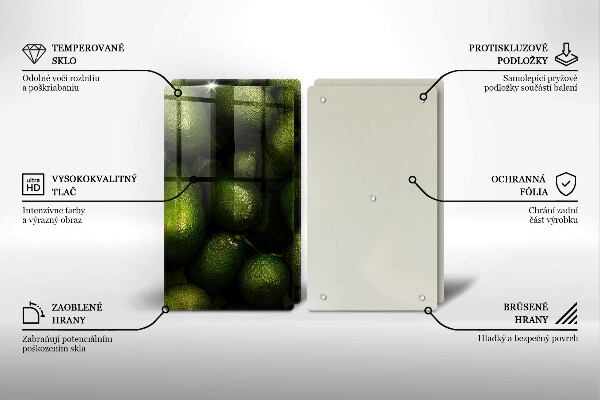 Sklenená doska na krájanie Ovocie avokáda