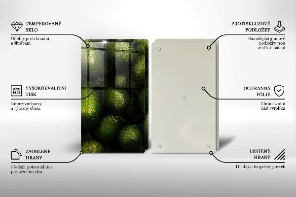 Sklenená doska na krájanie Ovocie avokáda