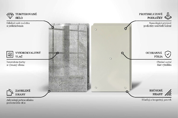 Sklenená doska na krájanie Betónová textúra