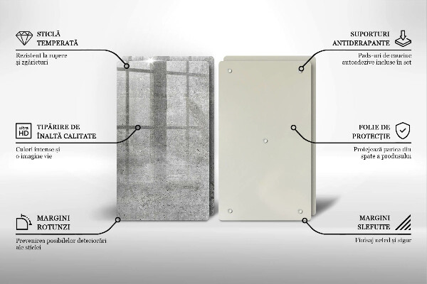 Sklenená doska na krájanie Betónová textúra