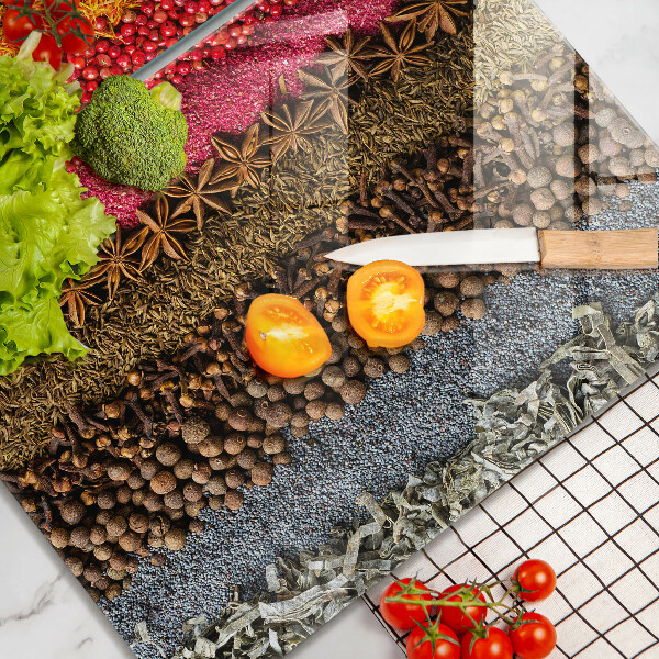 Sklenená doska na krájanie Farebné korenie