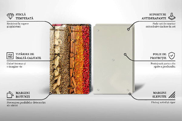 Sklenená doska na krájanie Farebné korenie