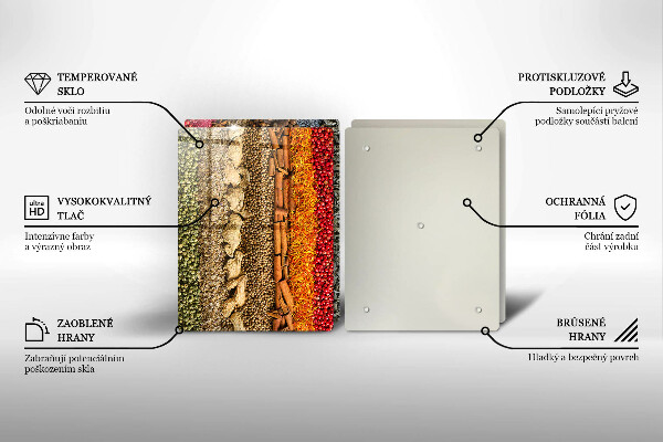 Sklenená doska na krájanie Farebné korenie