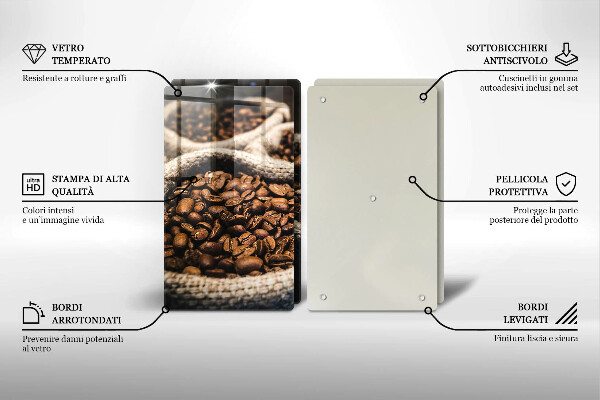 Sklenená doska na krájanie Vrecia na kávové zrná