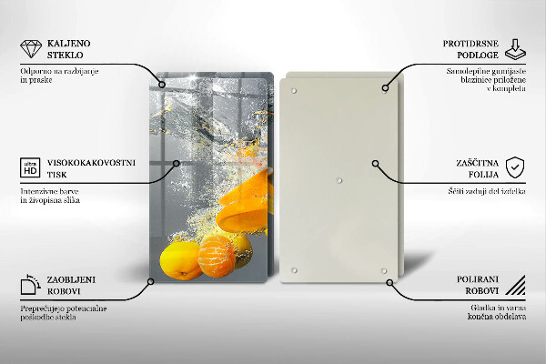 Sklenená doska na krájanie Citróny vo vode