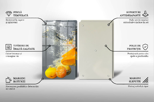 Sklenená doska na krájanie Citróny vo vode