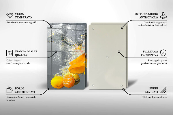 Sklenená doska na krájanie Citróny vo vode