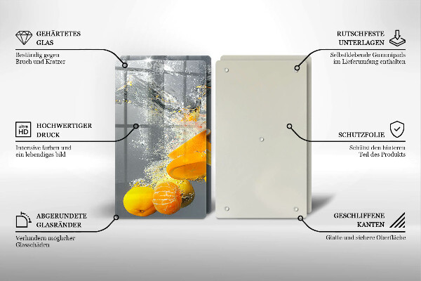 Sklenená doska na krájanie Citróny vo vode