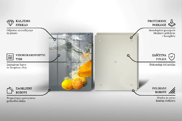 Sklenená doska na krájanie Citróny vo vode