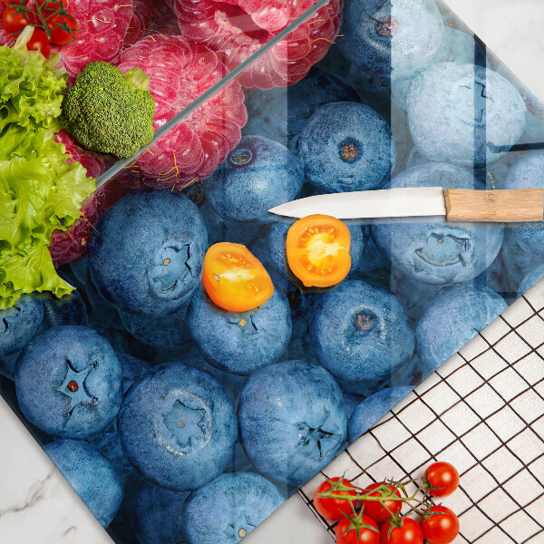 Sklenená doska na krájanie Plody maliny a čučoriedky