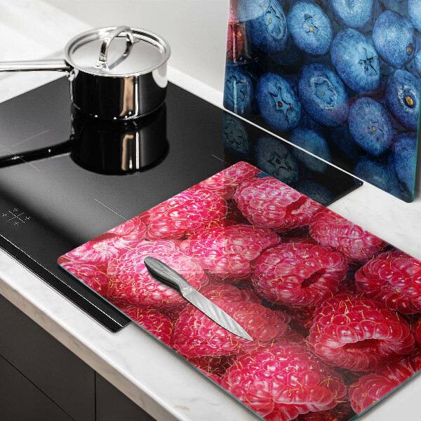 Sklenená doska na krájanie Plody maliny a čučoriedky