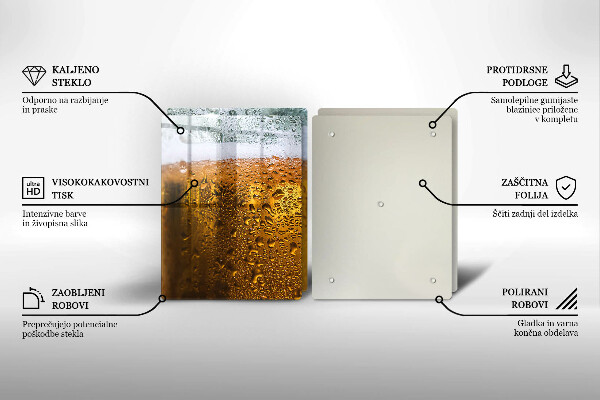 Sklenená doska na krájanie Mokrý pohár piva