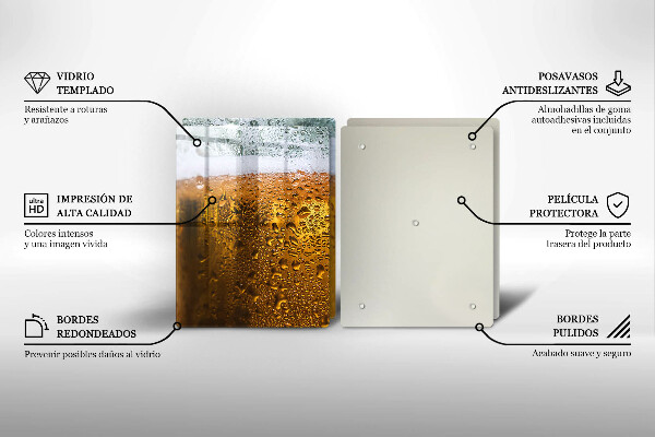 Sklenená doska na krájanie Mokrý pohár piva