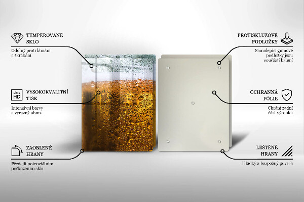 Sklenená doska na krájanie Mokrý pohár piva