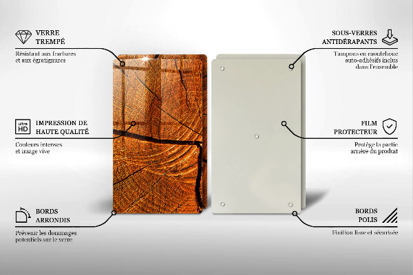 Kuchynská doska veľká zo skla Drevená konštrukcia kmeňa