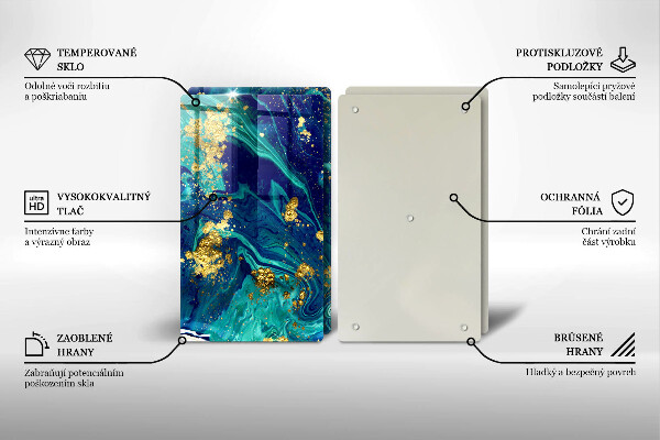 Kuchynská doska veľká zo skla Abstrakcia so zlatom